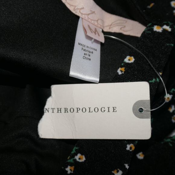 New Anthropologie Hutch Mini Dress Women Medium Black Floral Ruffle Hem Sundress - Picture 12 of 15